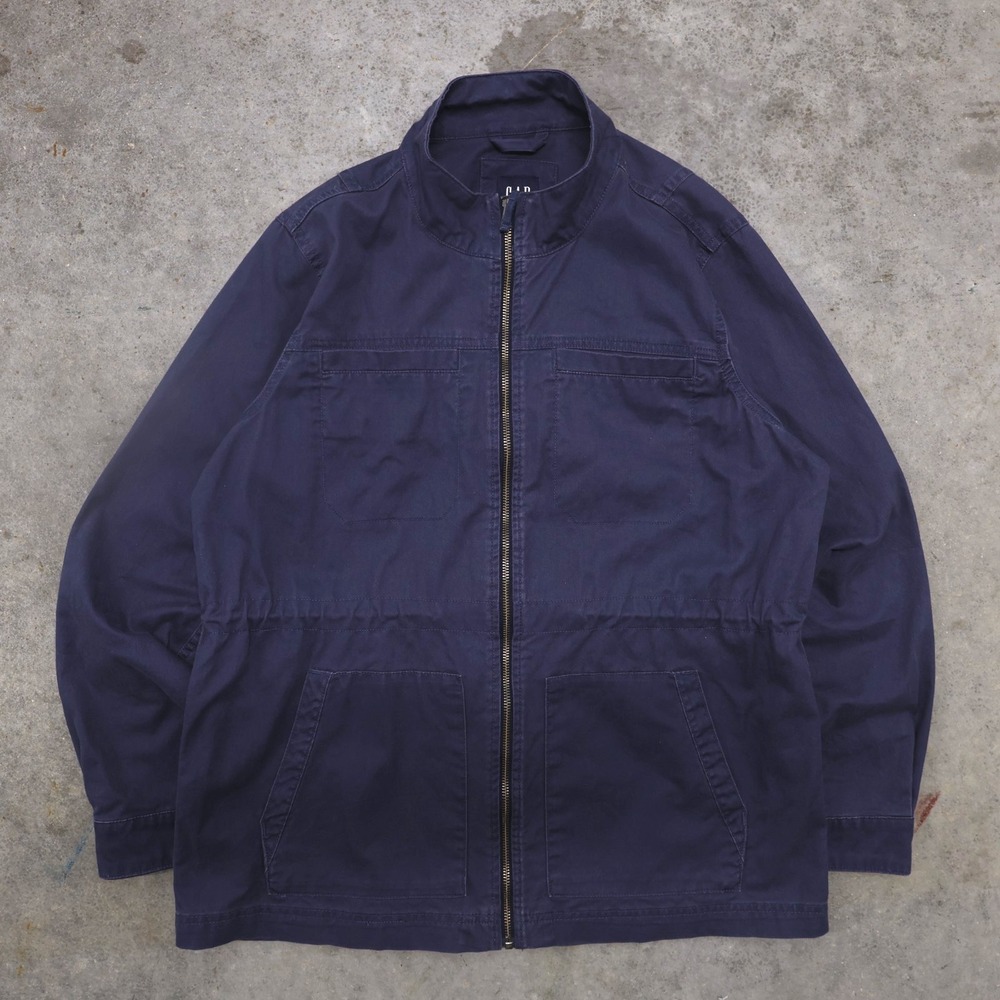 GAP‎ Men's Large Navy Blue Utility Field Jacket Full Zip Military Workwear